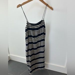 J.Crew silky navy and cream striped dress. Size 2.